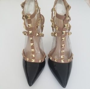 BCBG black studded heels